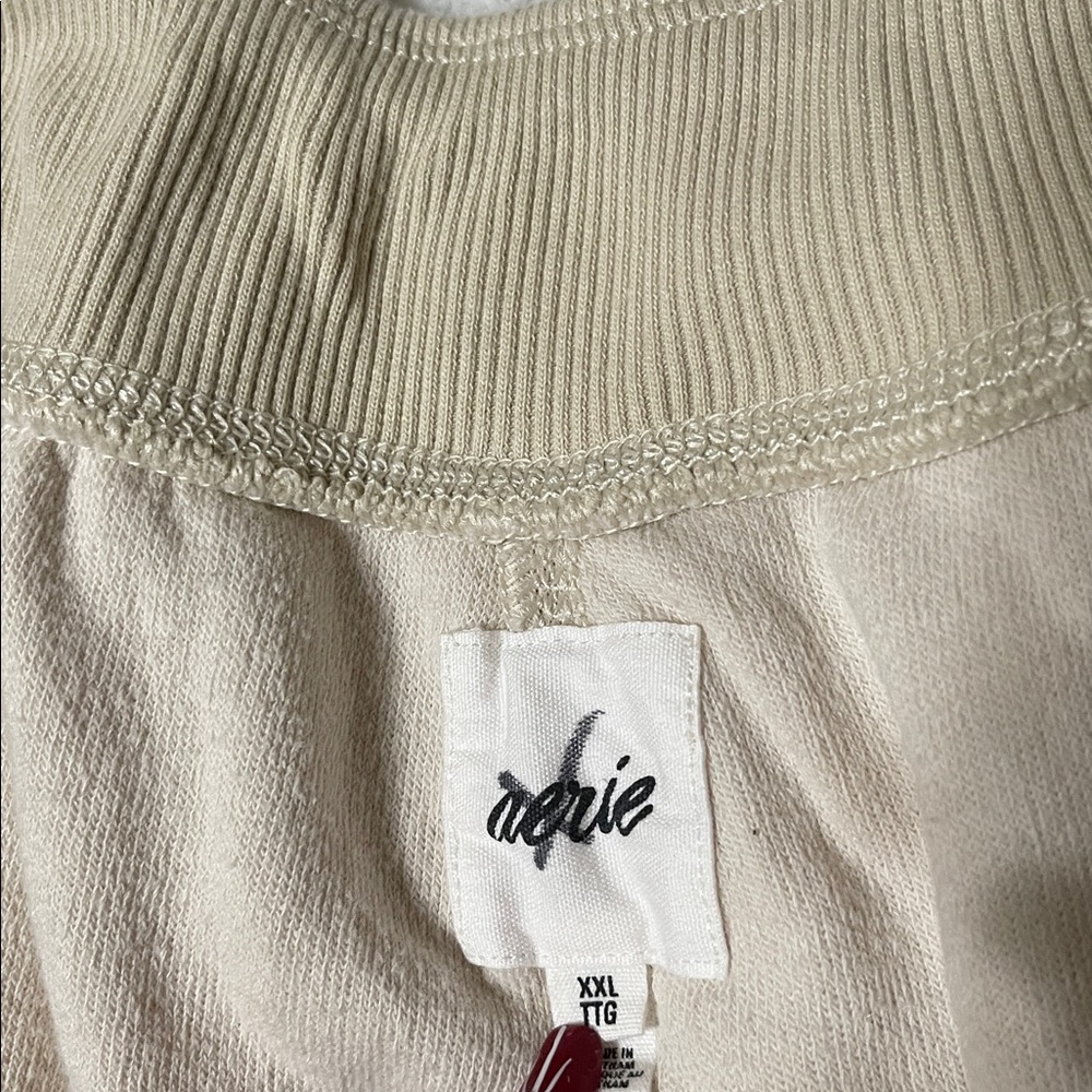 Aerie Fleece Cream Jogger Pants with Zipper | Size XXL - Picture 5 of 9